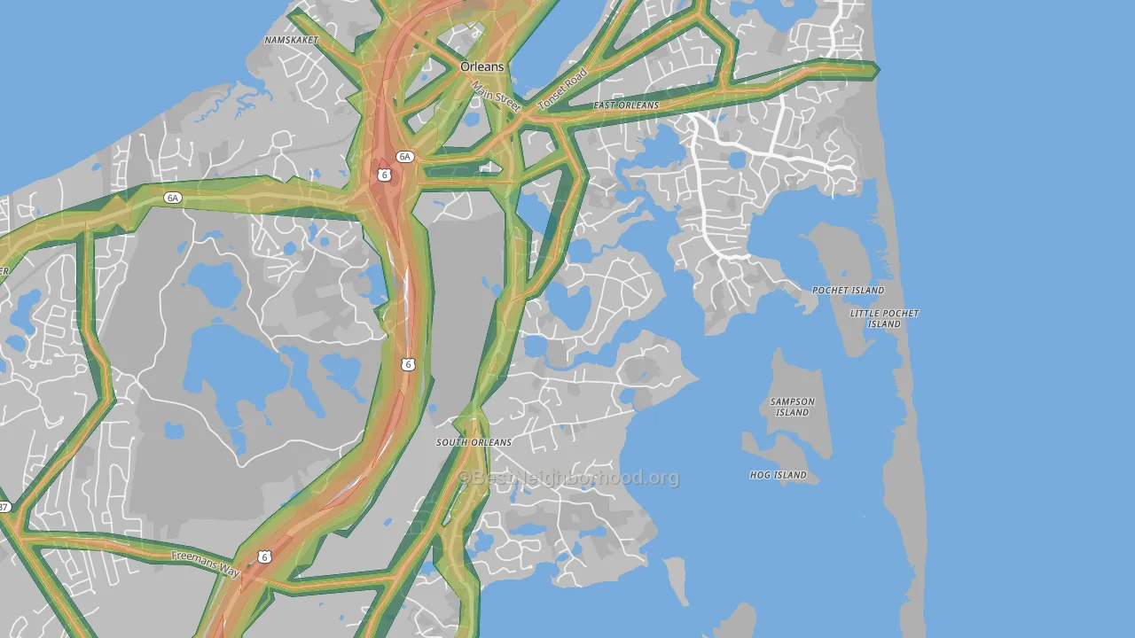 South Orleans, MA Map of Noise Levels in South Orleans