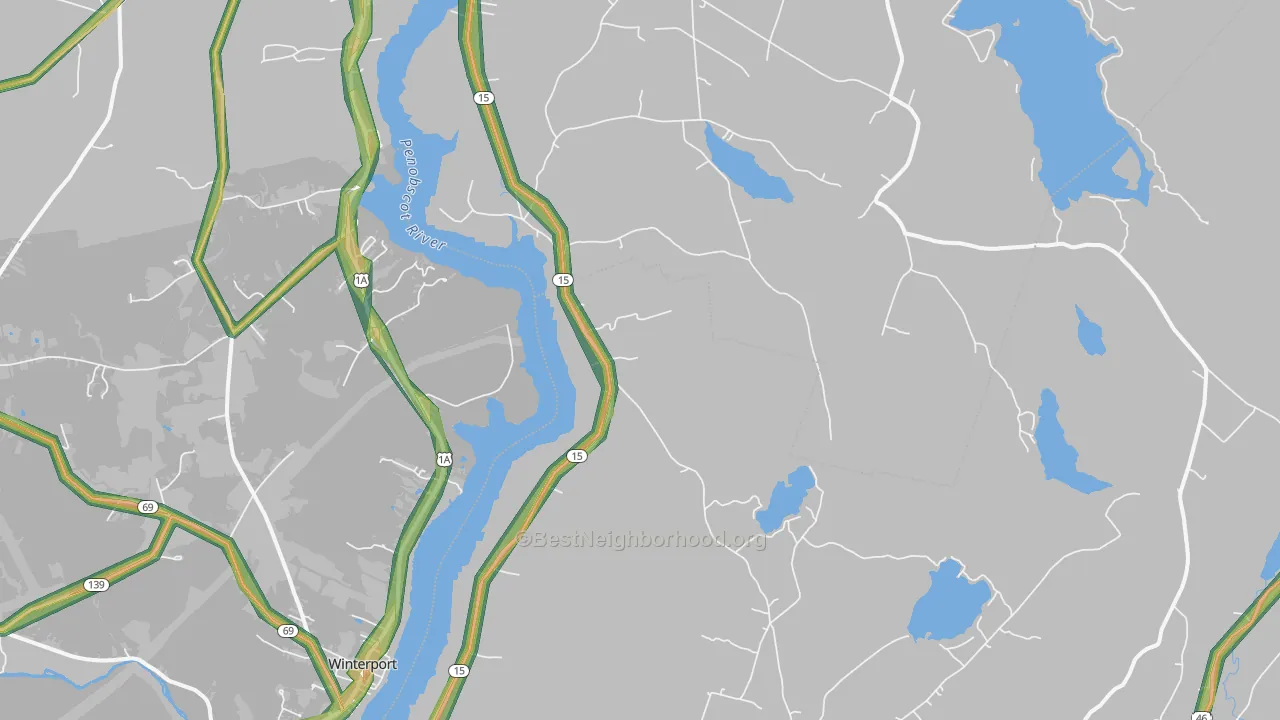 South Orrington, ME Map of Noise Levels in South Orrington