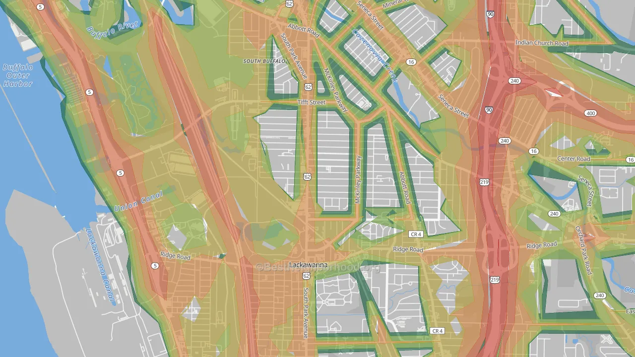 South Park, Buffalo, NY Map of Noise Levels in South Park