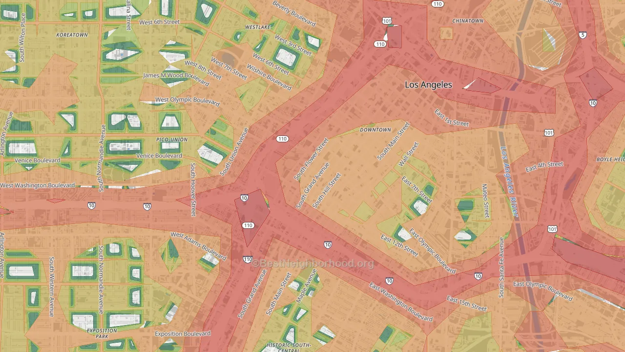 South Park, Los Angeles, CA Map of Noise Levels in South Park