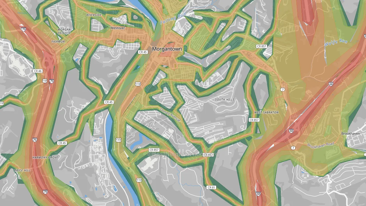 South Park, Morgantown, WV Map of Noise Levels in South Park