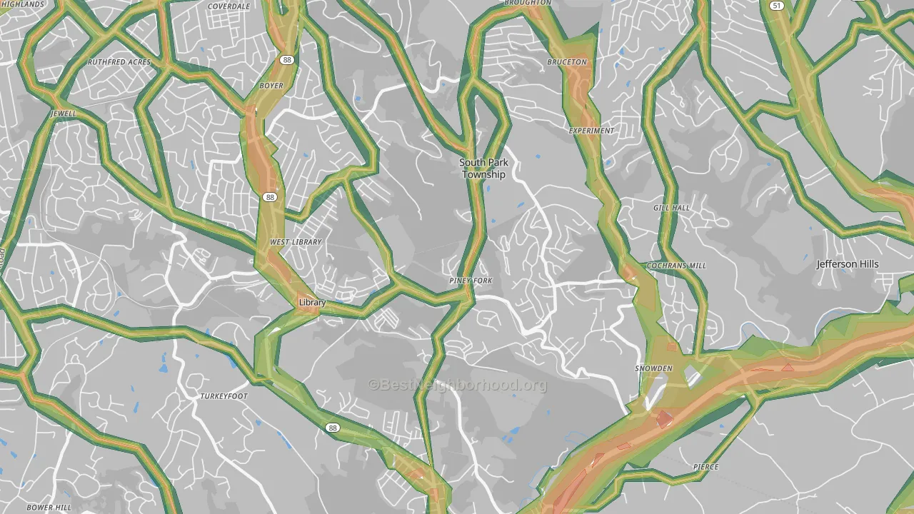 South Park Township, PA Map of Noise Levels in South Park Township