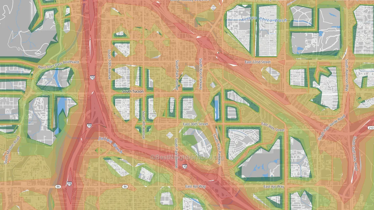South Park, Tucson, AZ Map of Noise Levels in South Park