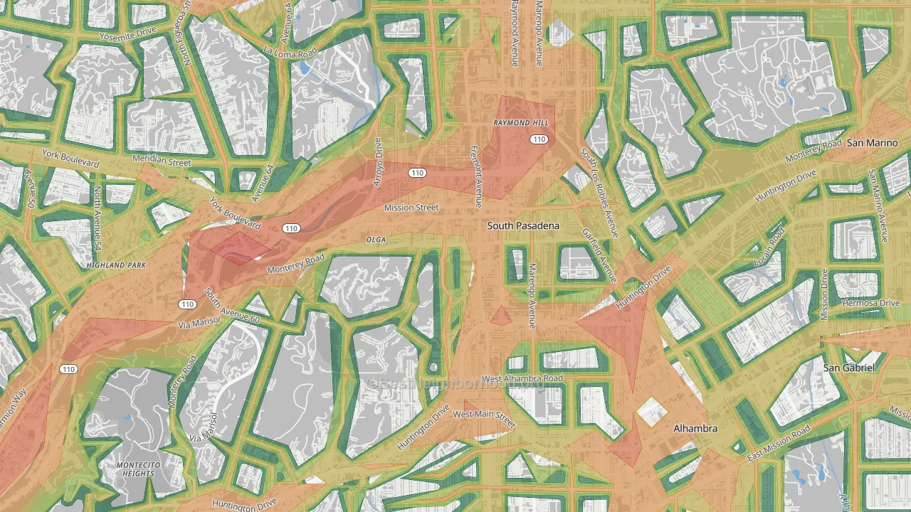 South Pasadena, CA Map of Noise Levels in South Pasadena