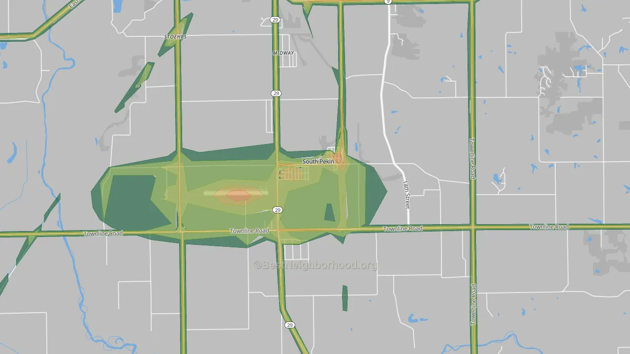 South Pekin, IL Map of Noise Levels in South Pekin
