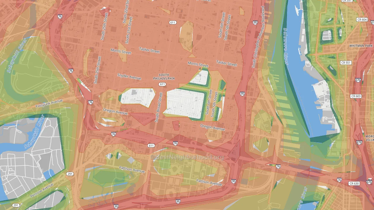 South Philadelphia, Philadelphia, PA Map of Noise Levels in South Philadelphia