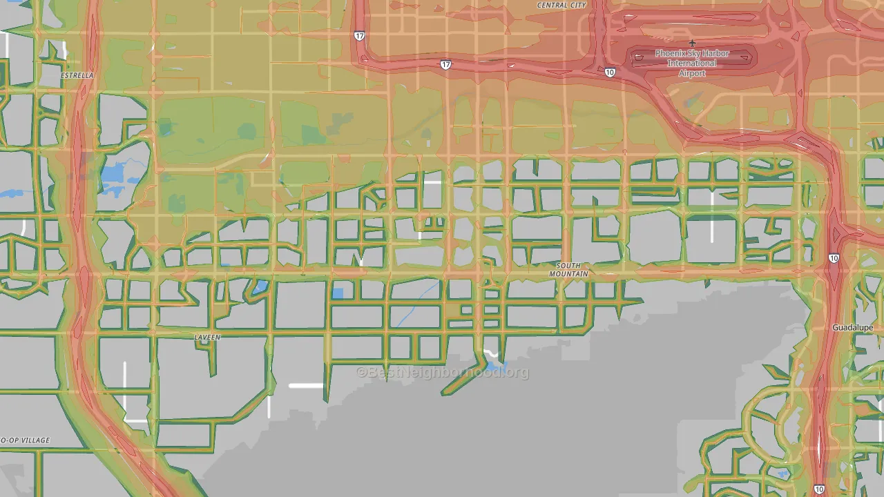 South Phoenix, Phoenix, AZ Map of Noise Levels in South Phoenix