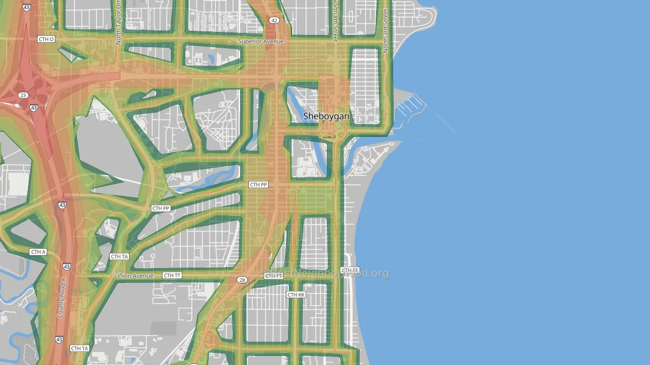 South Pier, Sheboygan, WI Map of Noise Levels in South Pier