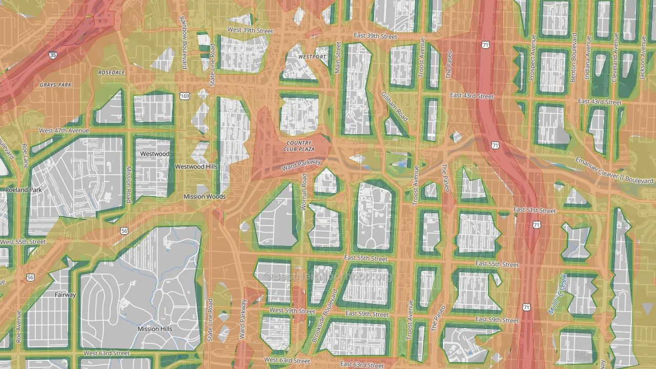 South Plaza, Kansas City, MO Map of Noise Levels in South Plaza