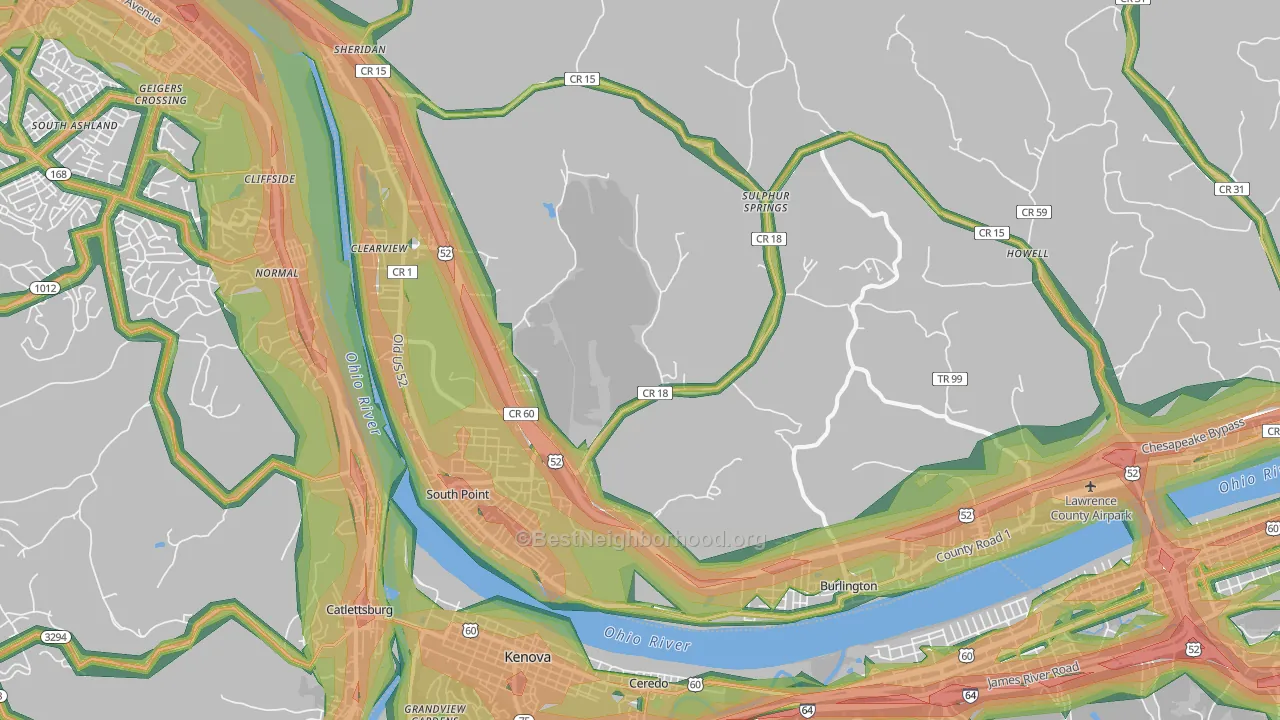 South Point, OH Map of Noise Levels in South Point