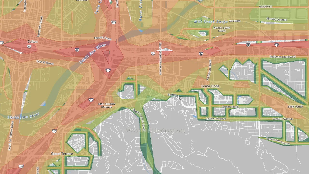 South Pointe, San Bernardino, CA Map of Noise Levels in South Pointe