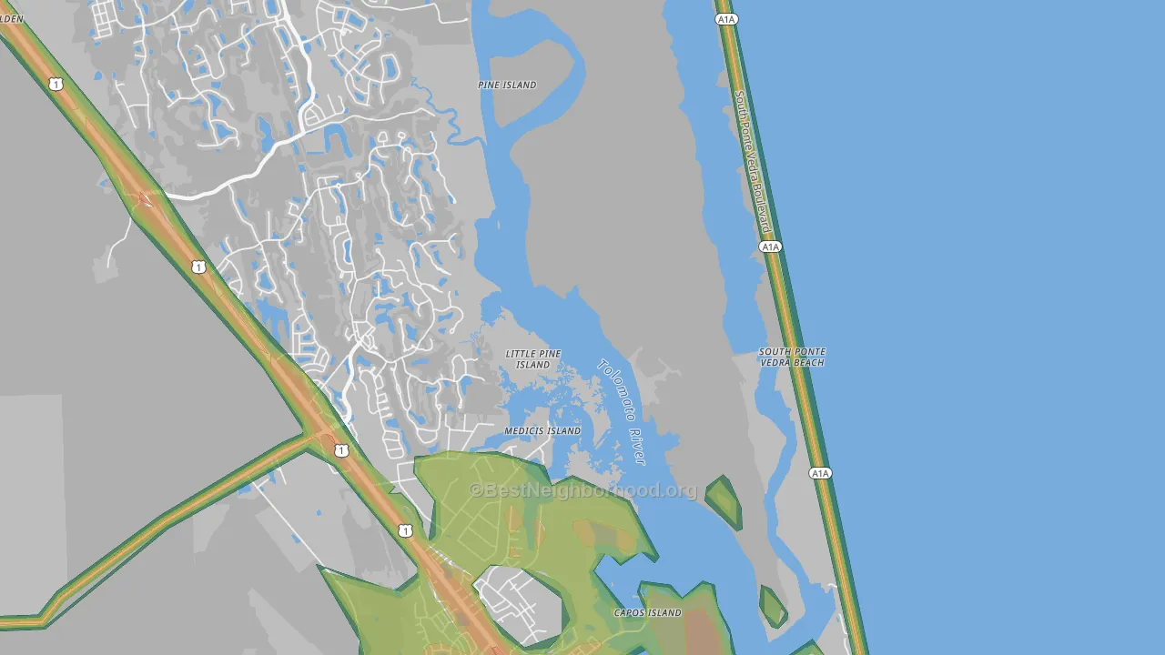 South Ponte Vedra Beach, FL Map of Noise Levels in South Ponte Vedra Beach