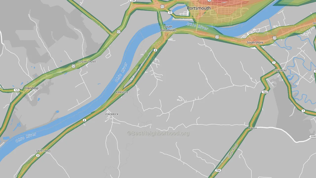 South Portsmouth, KY Map of Noise Levels in South Portsmouth