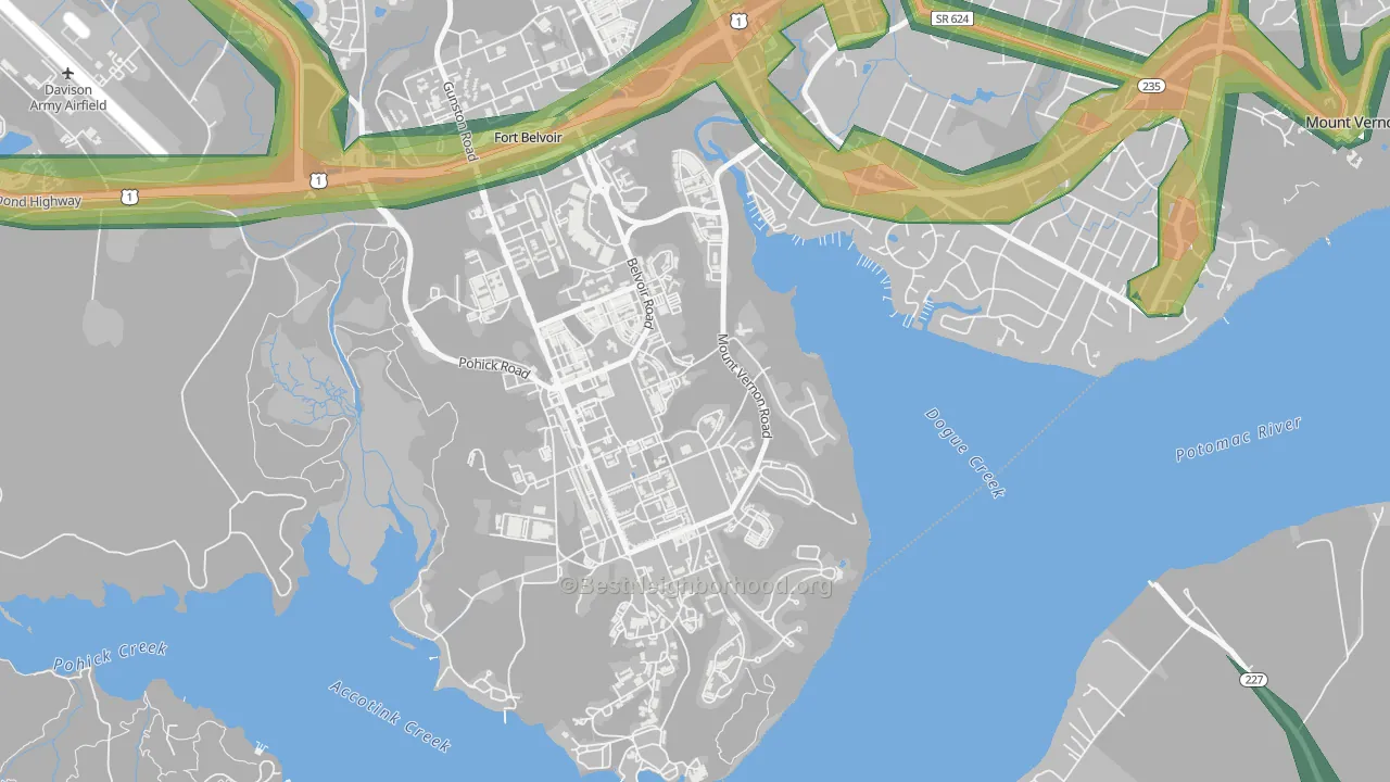 South Post, Fort Belvoir, VA Map of Noise Levels in South Post