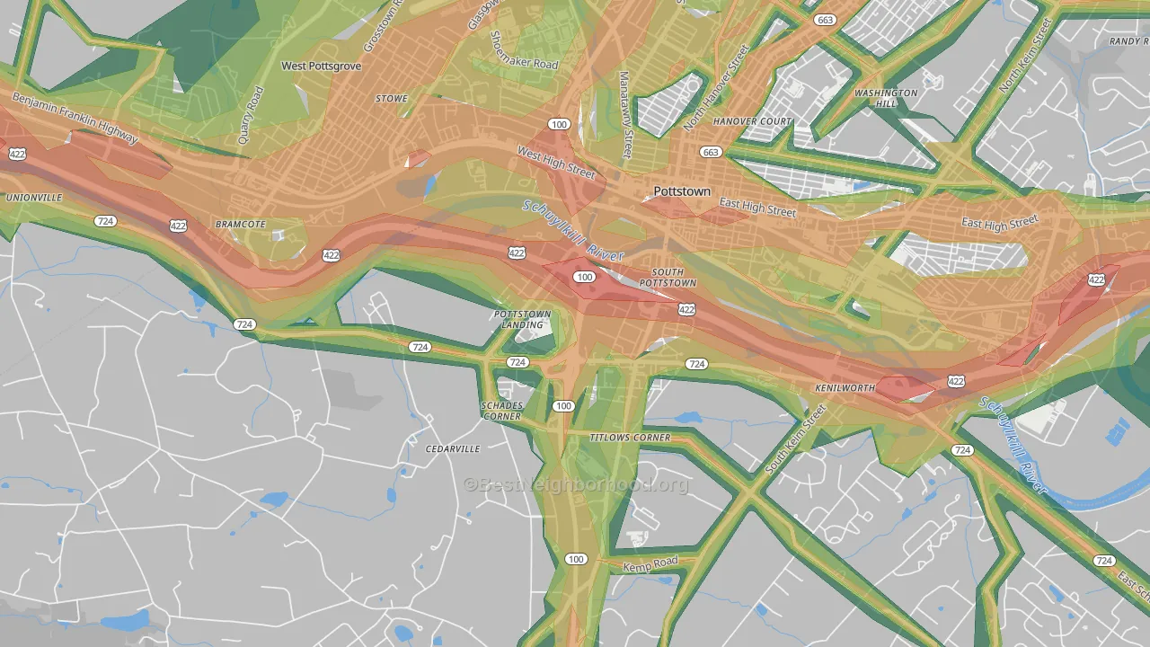 South Pottstown, PA Map of Noise Levels in South Pottstown