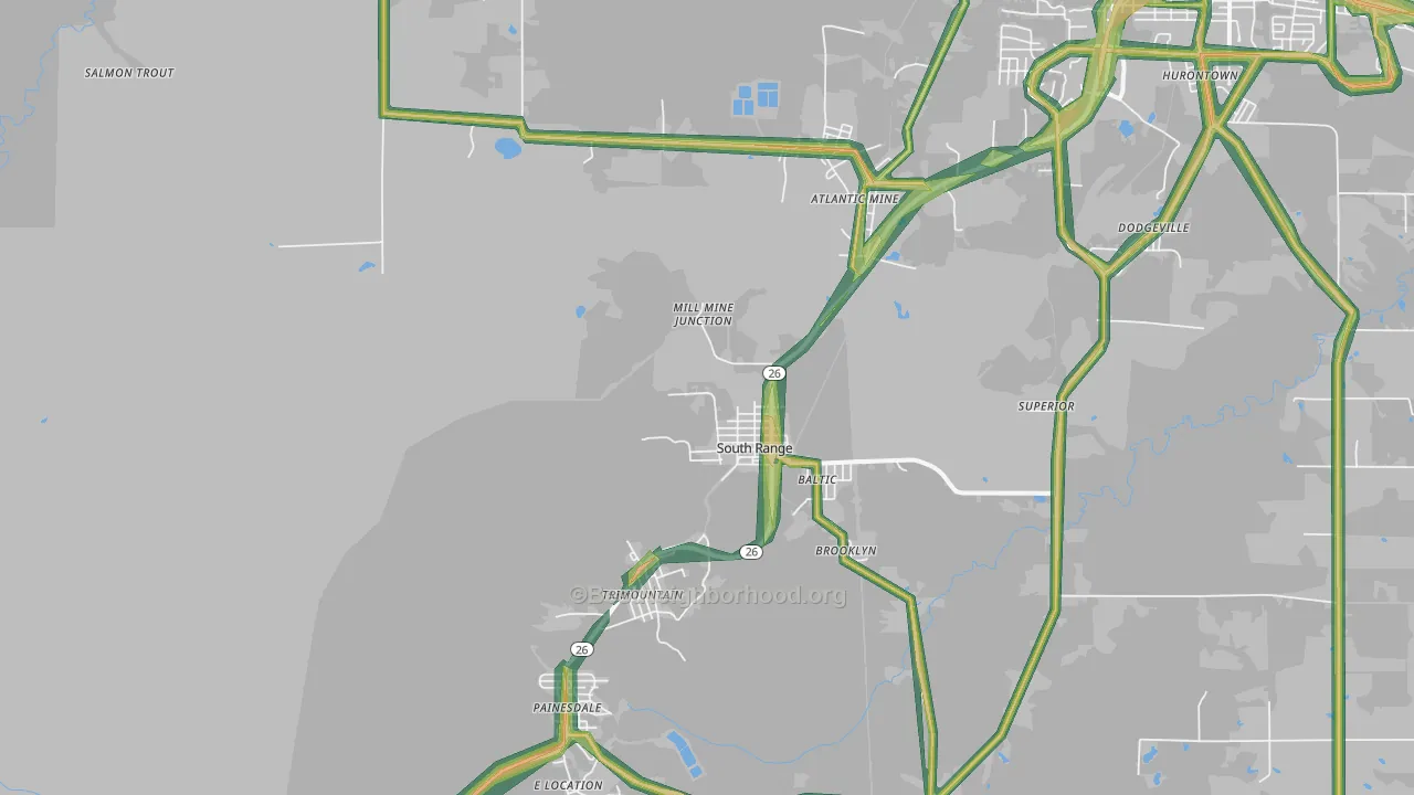 South Range, MI Map of Noise Levels in South Range