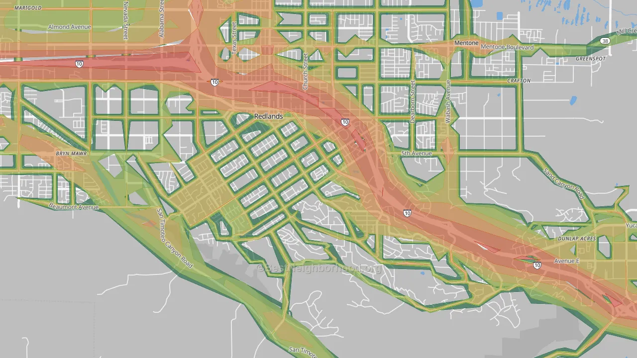 South Redlands, Redlands, CA Map of Noise Levels in South Redlands