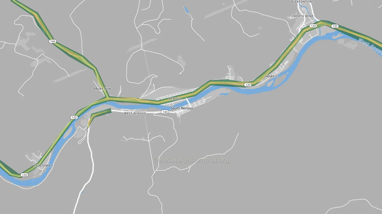 South Renovo, PA Map of Noise Levels in South Renovo