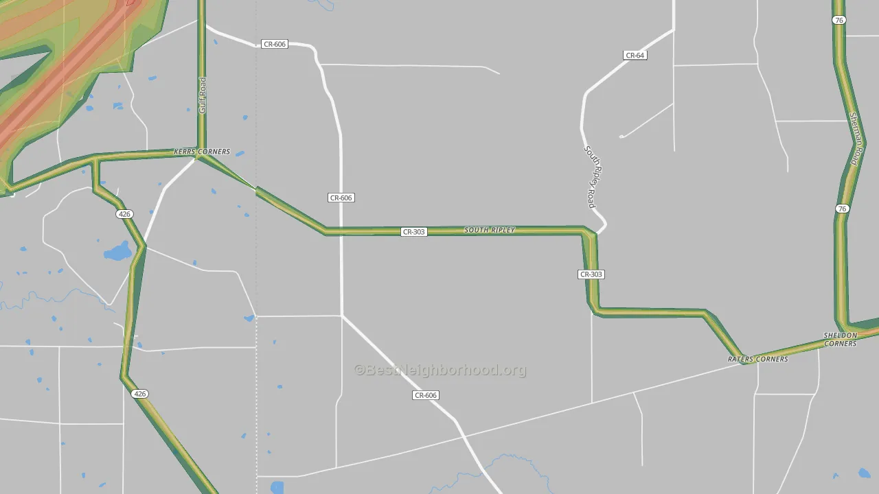 South Ripley, NY Map of Noise Levels in South Ripley