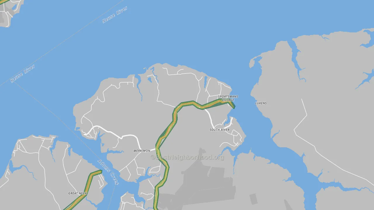 South River, NC Map of Noise Levels in South River
