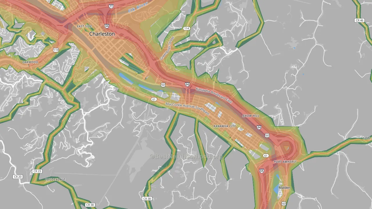 South Ruffner, Charleston, WV Map of Noise Levels in South Ruffner
