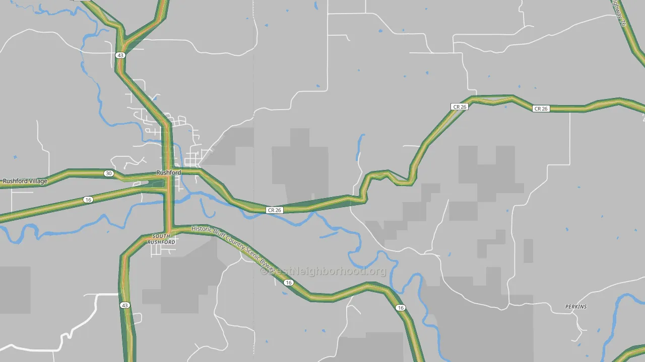 South Rushford, MN Map of Noise Levels in South Rushford