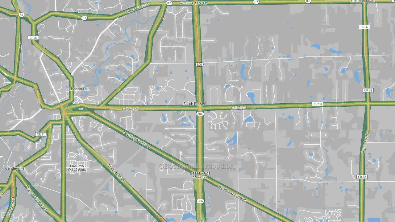 South Russell, OH Map of Noise Levels in South Russell