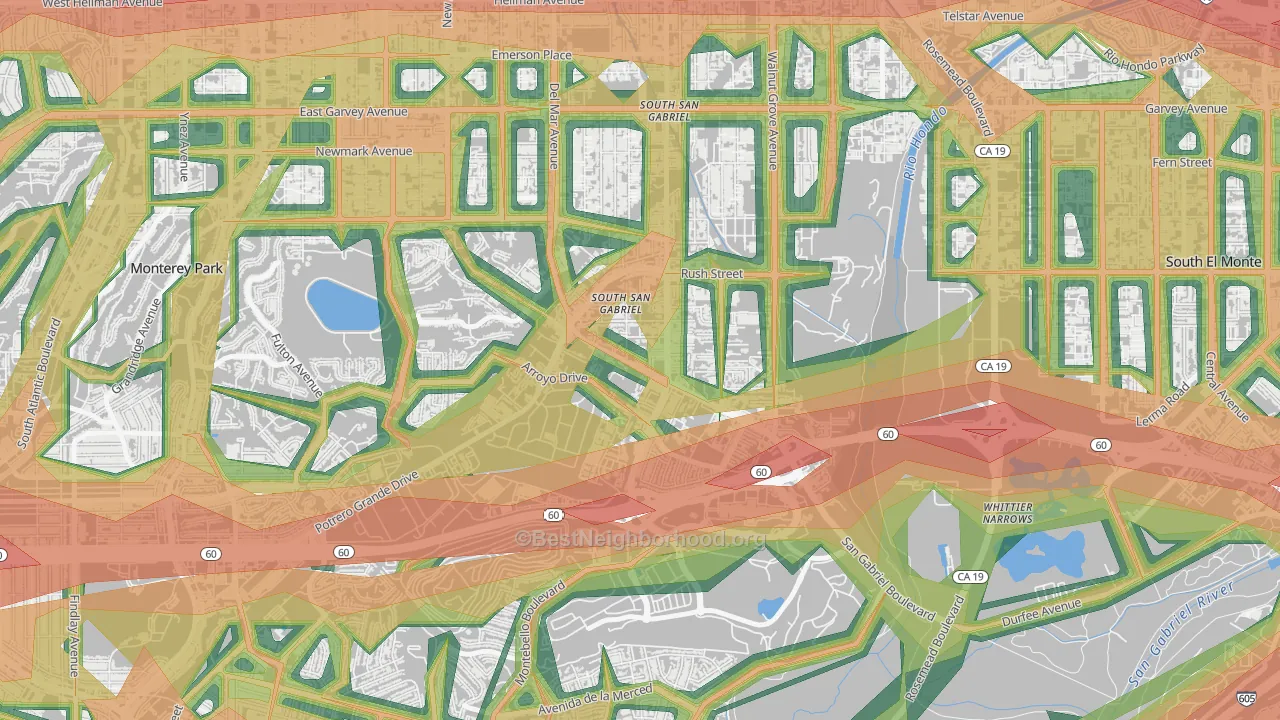 South San Gabriel, Rosemead, CA Map of Noise Levels in South San Gabriel