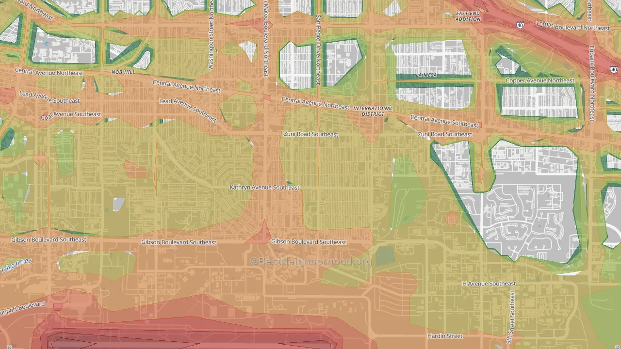 South San Pedro, Albuquerque, NM Map of Noise Levels in South San Pedro