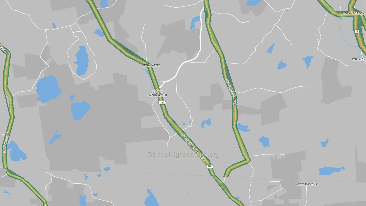 South Sandisfield, MA Map of Noise Levels in South Sandisfield