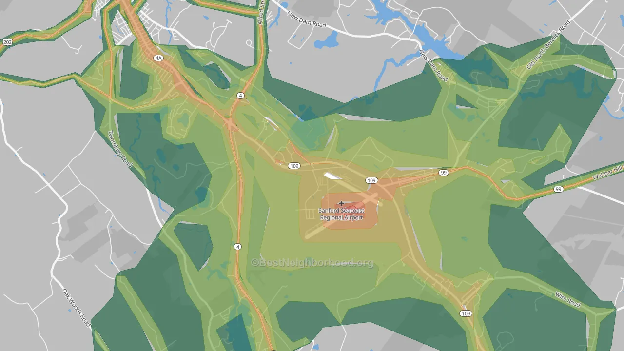 South Sanford, ME Map of Noise Levels in South Sanford