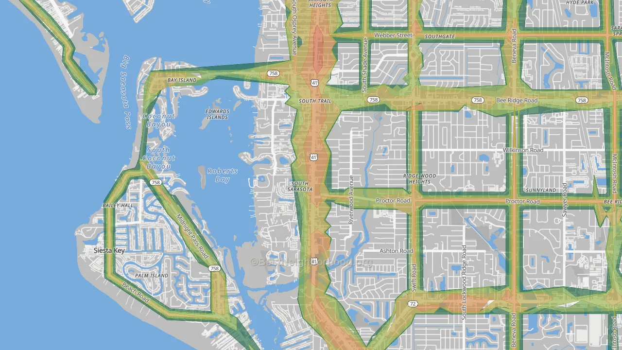 South Sarasota, FL Map of Noise Levels in South Sarasota
