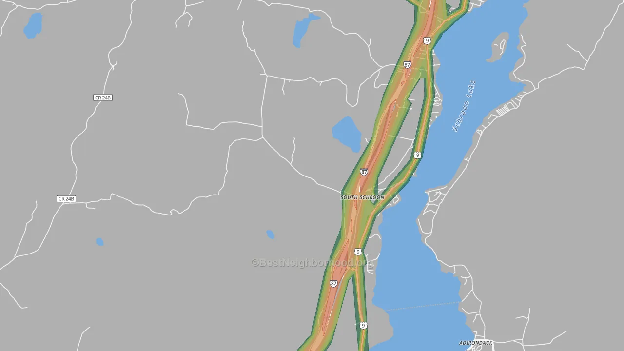 South Schroon, NY Map of Noise Levels in South Schroon