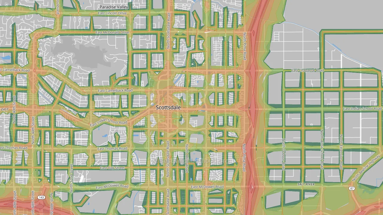 South Scottsdale, Scottsdale, AZ Map of Noise Levels in South Scottsdale