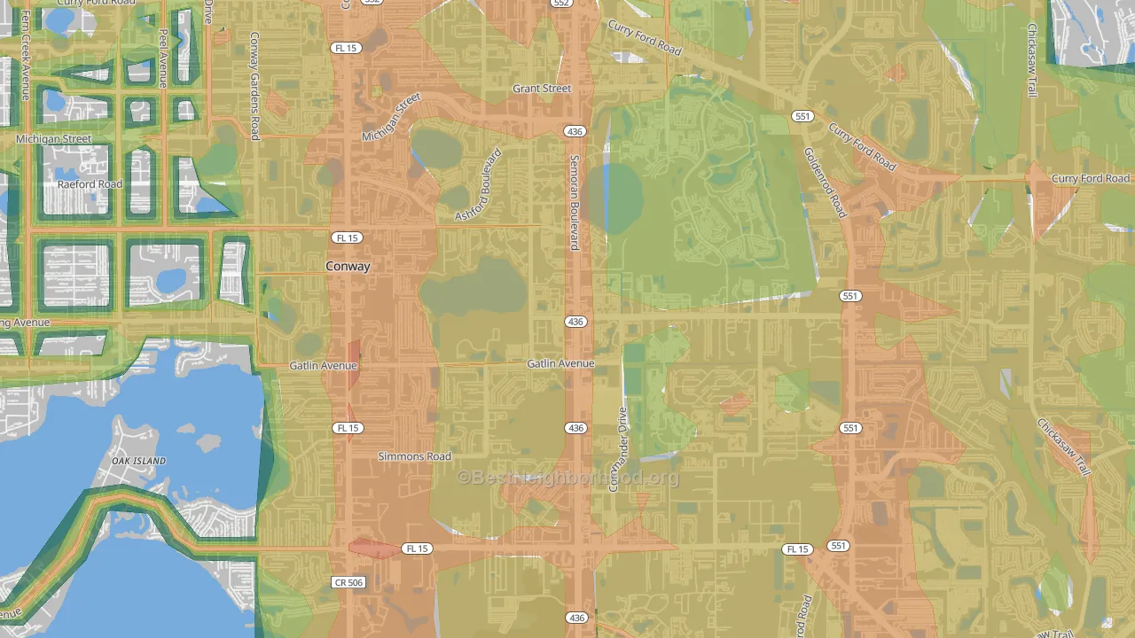 South Semoran, Orlando, FL Map of Noise Levels in South Semoran