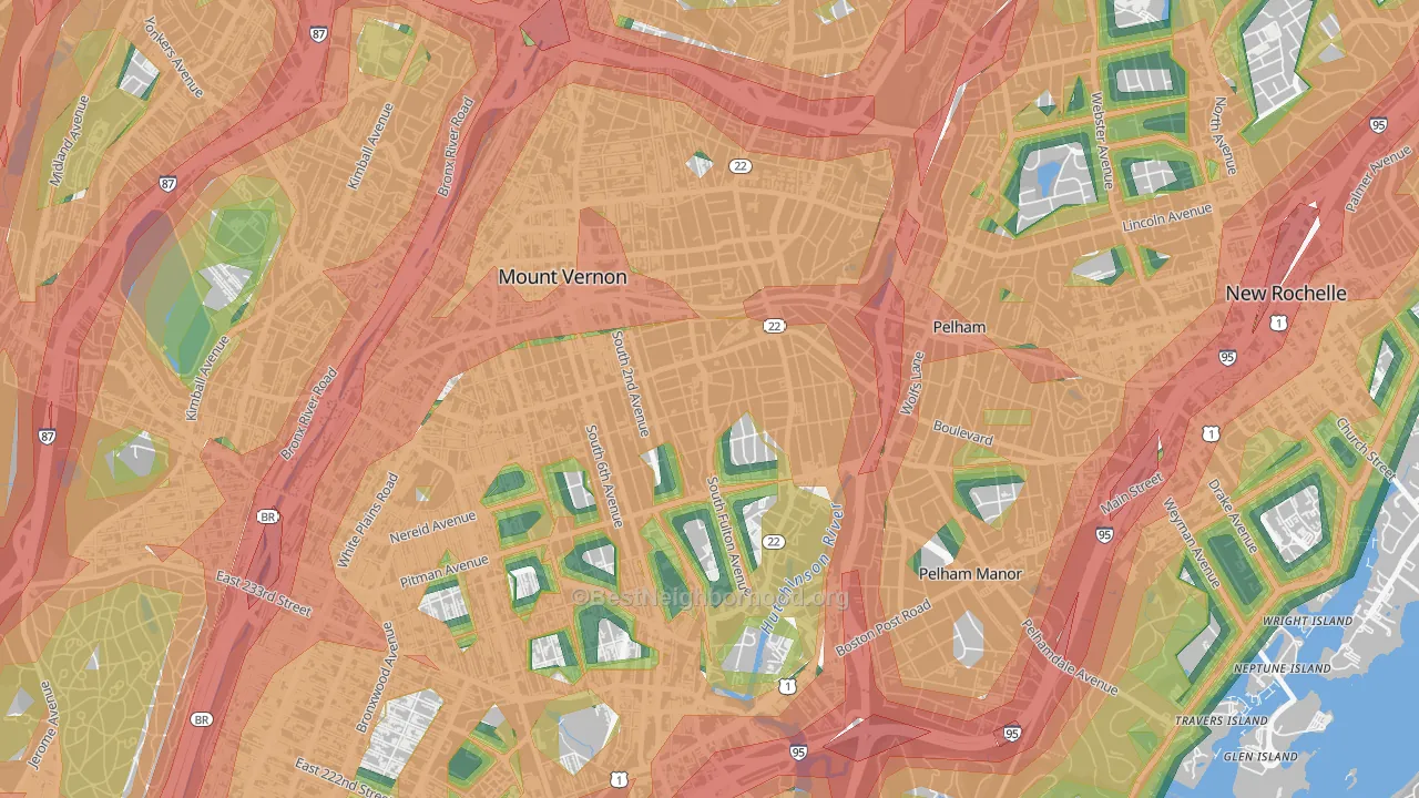 South Side, Mount Vernon, NY Map of Noise Levels in South Side