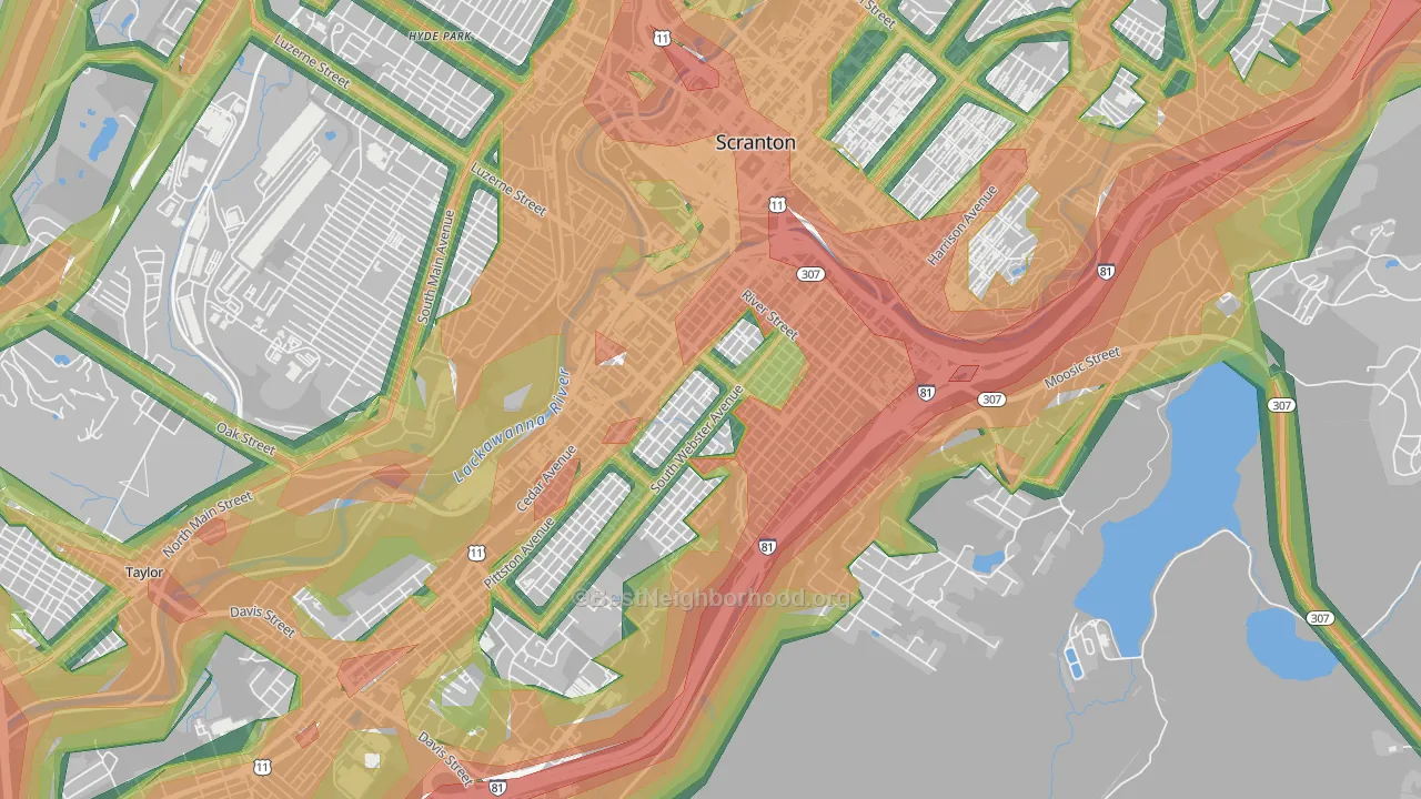 South Side, Scranton, PA Map of Noise Levels in South Side
