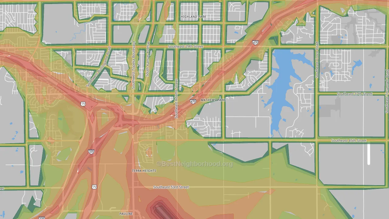 South Southeast 3, Topeka, KS Map of Noise Levels in South Southeast 3