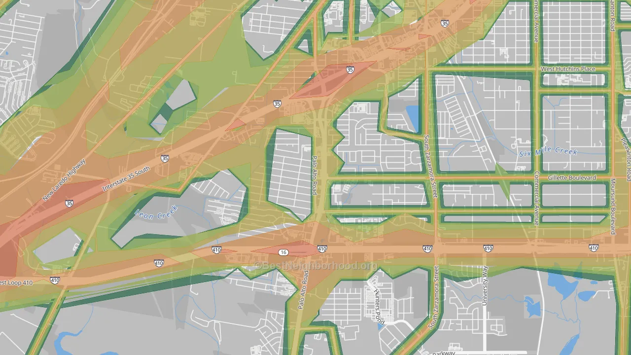 South Southwest, San Antonio, TX Map of Noise Levels in South Southwest