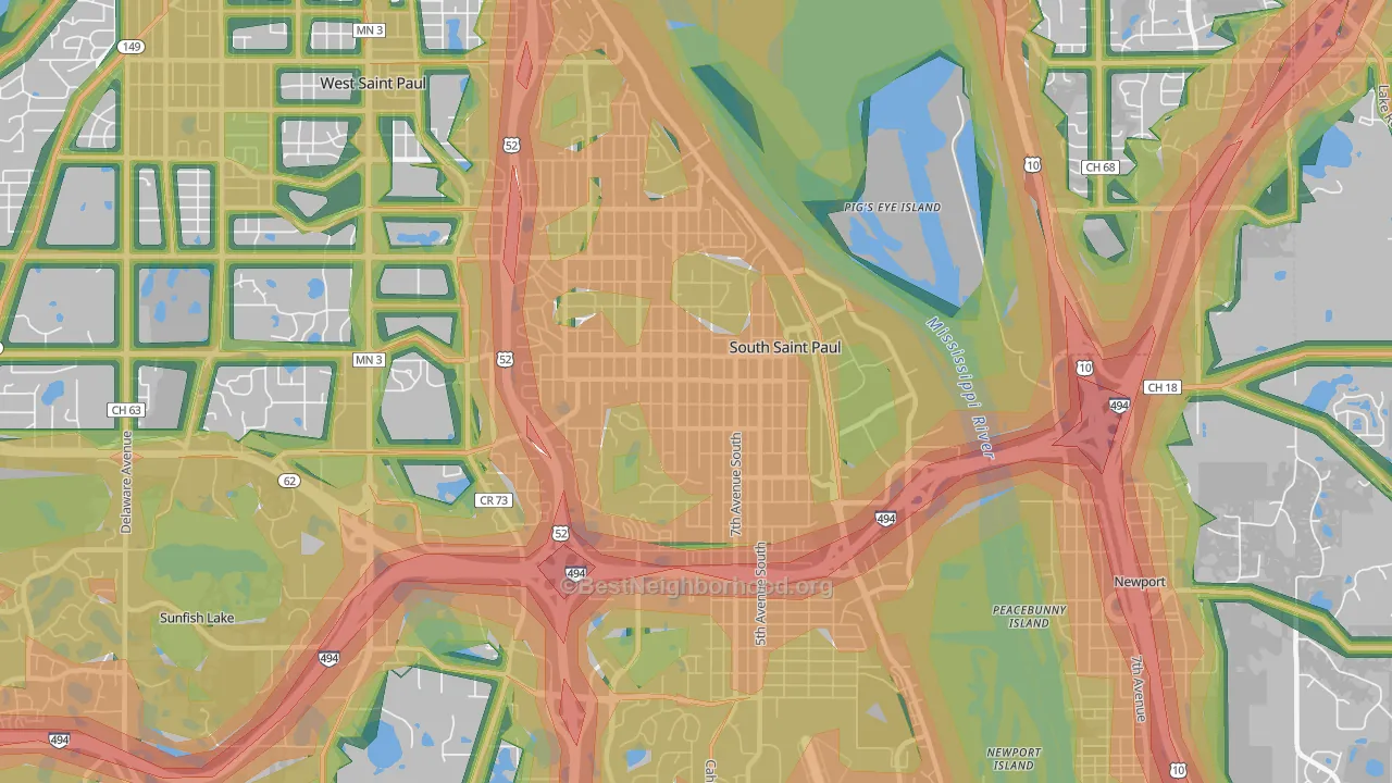 South St. Paul, MN Map of Noise Levels in South St. Paul