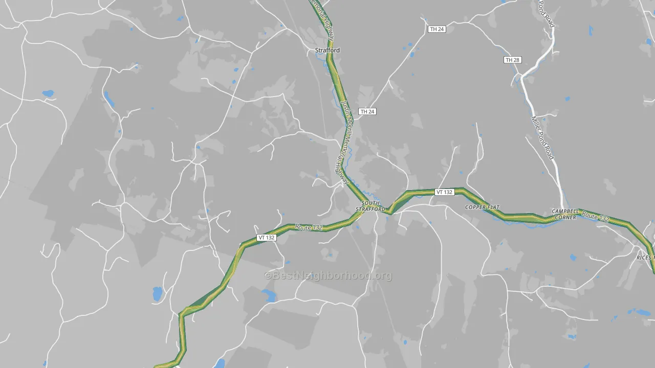 South Strafford, VT Map of Noise Levels in South Strafford