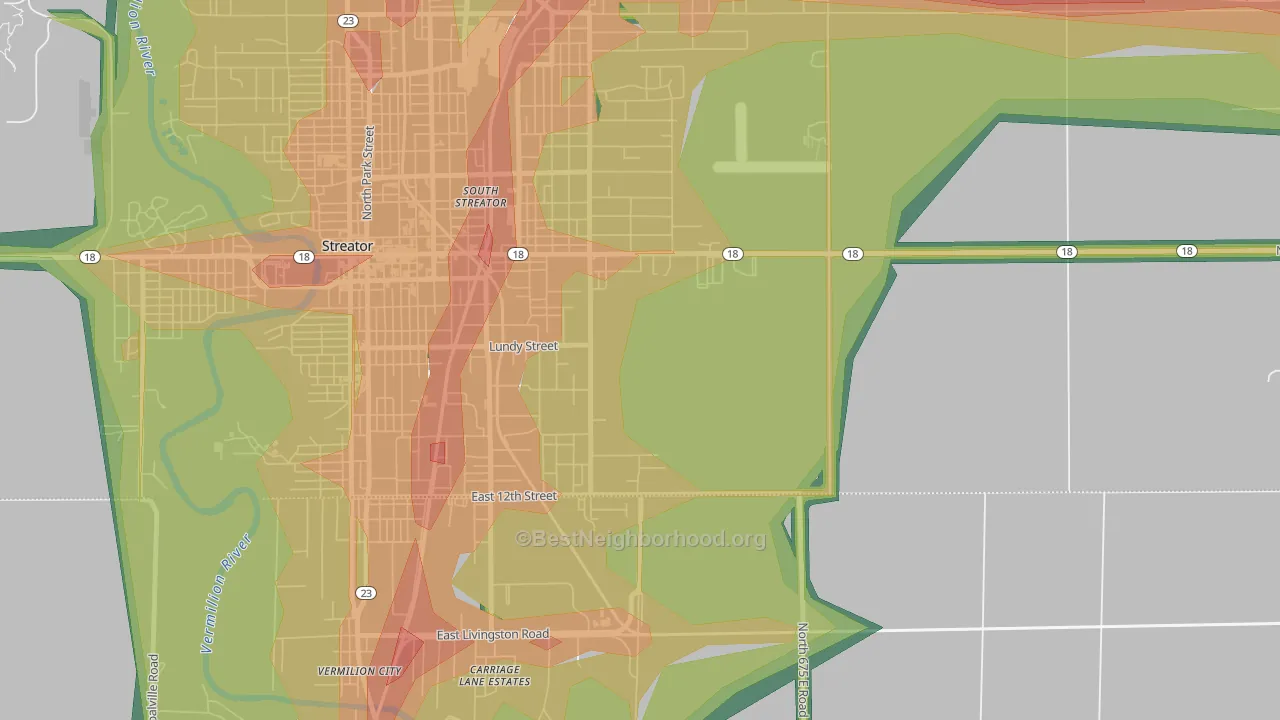 South Streator, IL Map of Noise Levels in South Streator