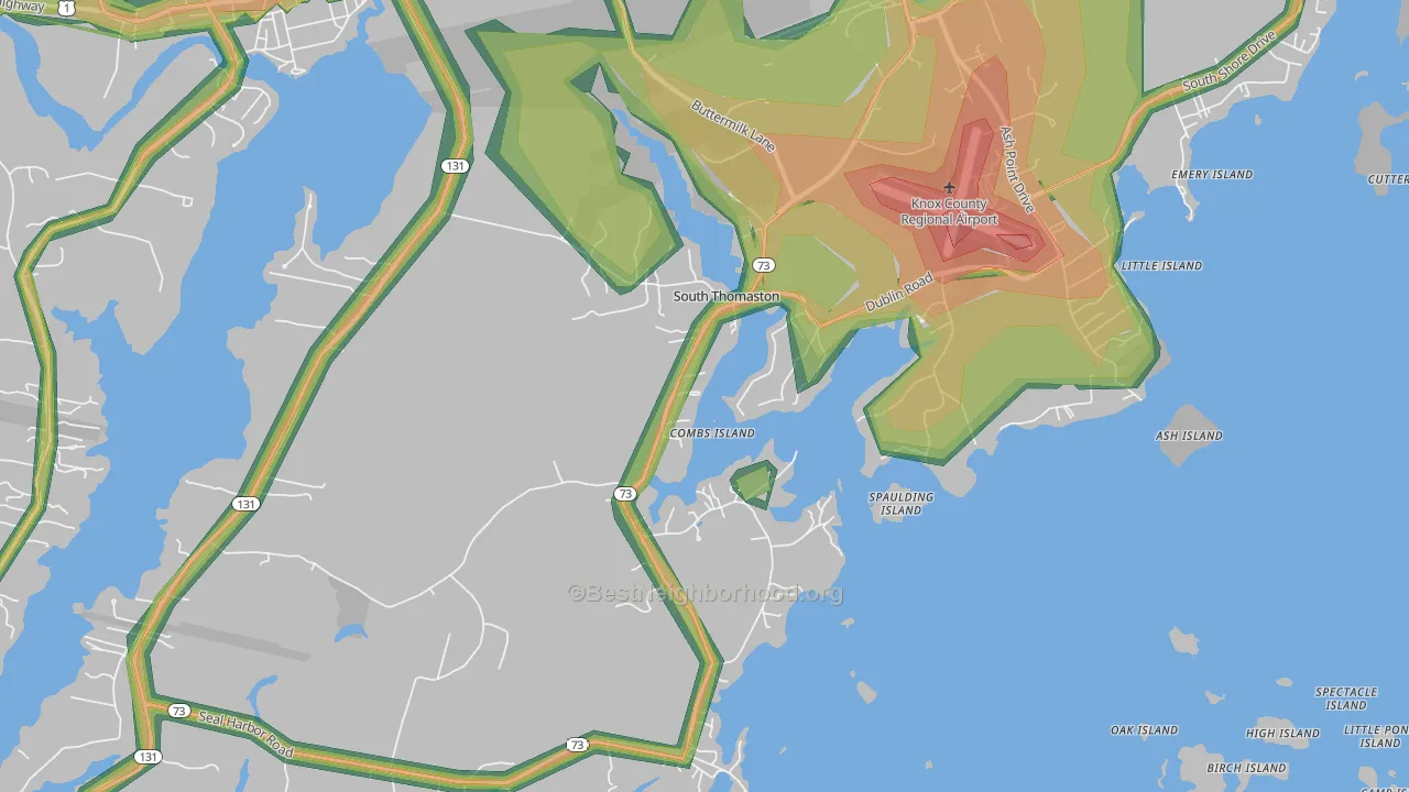 South Thomaston, ME Map of Noise Levels in South Thomaston