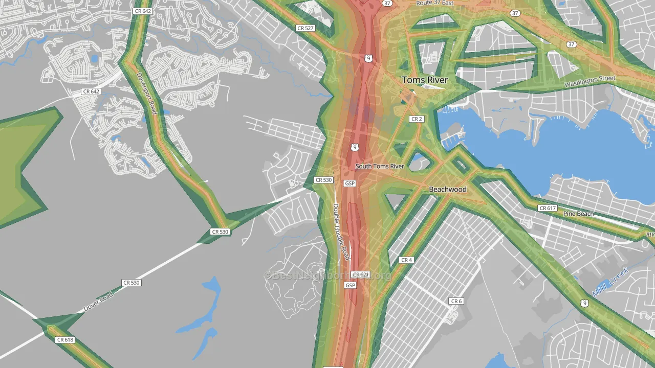 South Toms River, NJ Map of Noise Levels in South Toms River