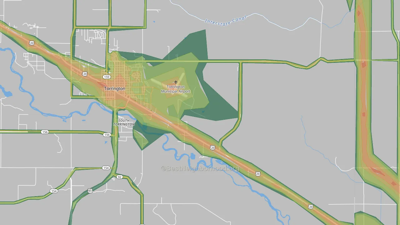 South Torrington, WY Map of Noise Levels in South Torrington