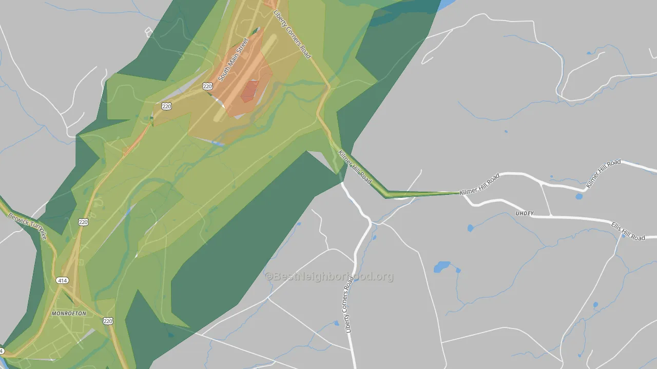 South Towanda, PA Map of Noise Levels in South Towanda