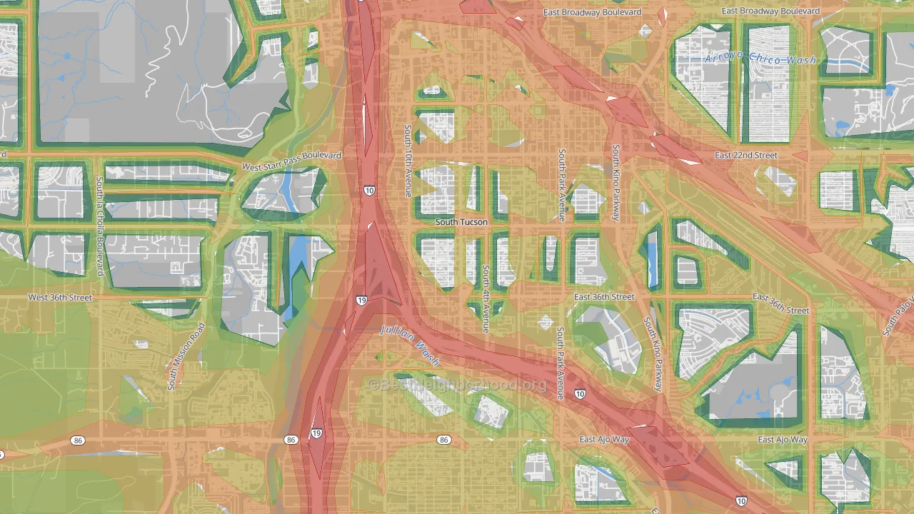 South Tucson, AZ Map of Noise Levels in South Tucson