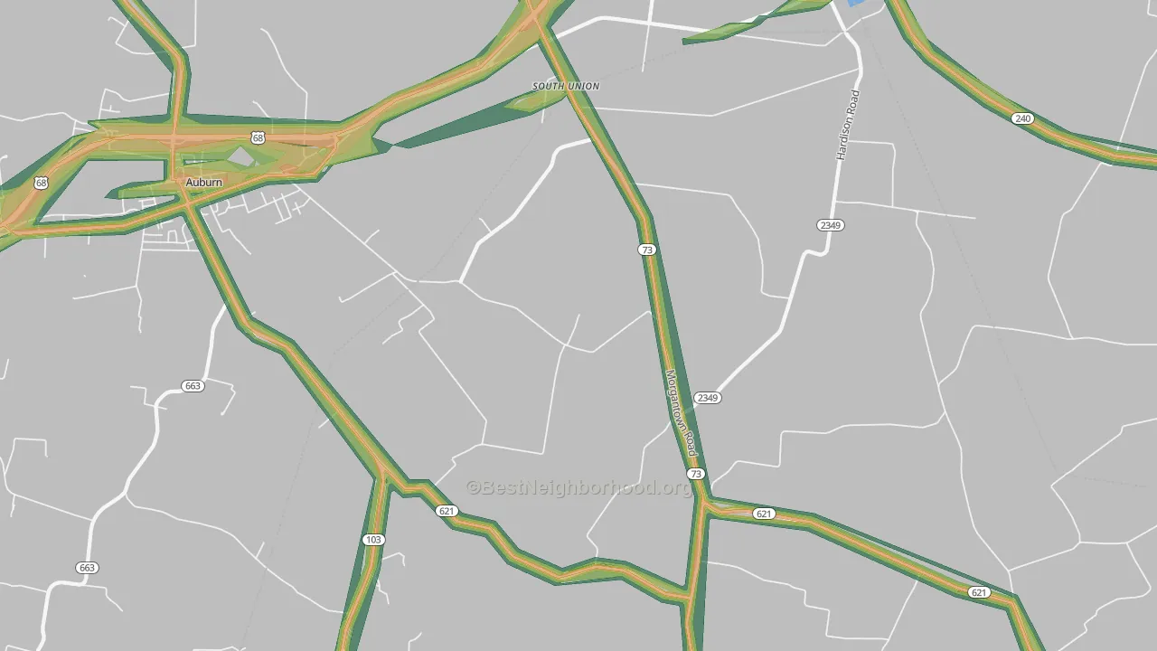 South Union, KY Map of Noise Levels in South Union