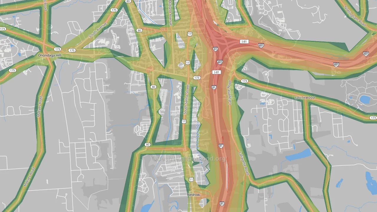 South Valley, Syracuse, NY Map of Noise Levels in South Valley