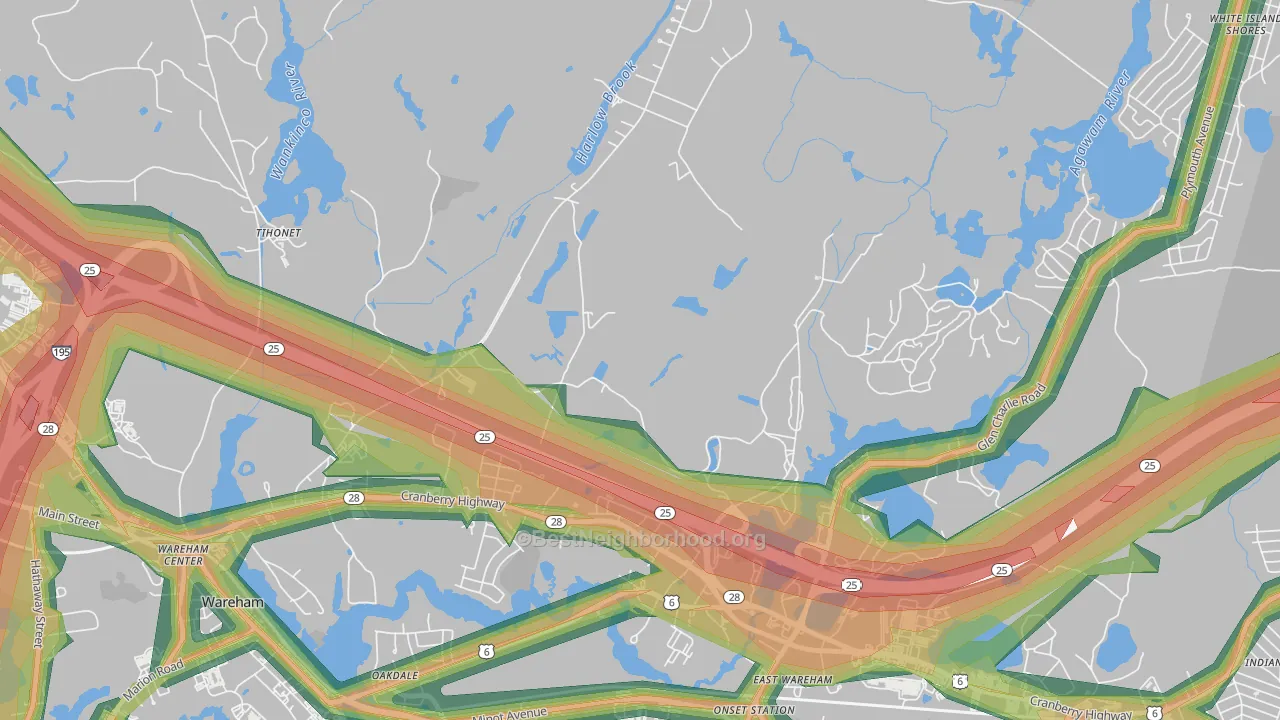 South Wareham, MA Map of Noise Levels in South Wareham